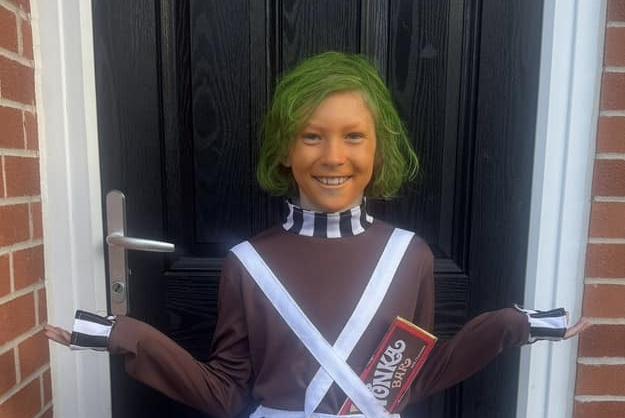 Hugo, aged 10, as an Oompa Loompa.