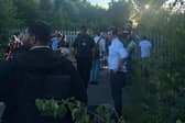 Passengers being evacuated from stranded trains after last night's train crash. Image: Courtesy of Mark Pengelly.