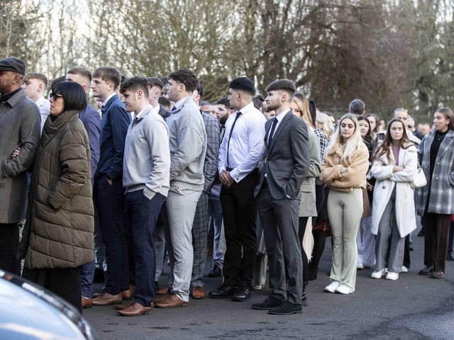 Hundreds gathered to pay their respects to the 20-year-old amateur footballer who tragically died last month