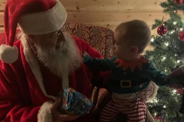 Arlo meeting Father Christmas for the first time.