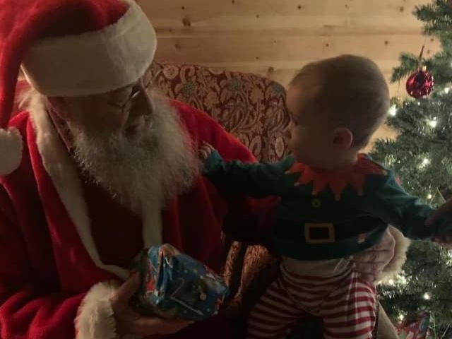 Arlo meeting Father Christmas for the first time.