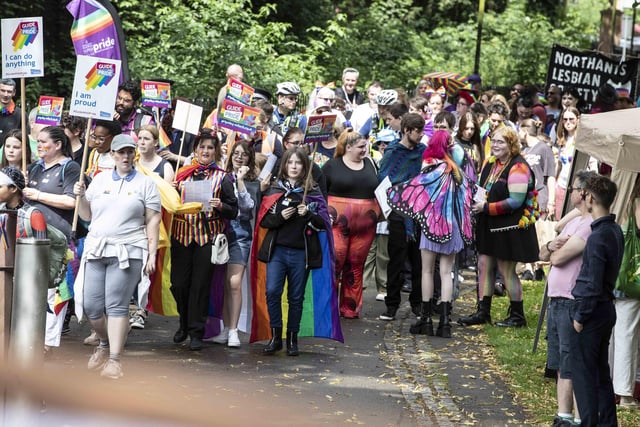 A parade made its way through the town centre before finishing at the university's Waterside campus as Northampton Pride took place on Saturday July 8, 2023.