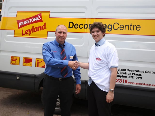 Fiona Murphy, teacher, Pete Curtis, sponsor from Briggs and Forrester, Russell Parker, trip leader and Steve Wright, sponsor, from Johnstone's Leyland Decorating Centre, with students from Northampton School for Boys who are going to Malawi to do voluntary work.