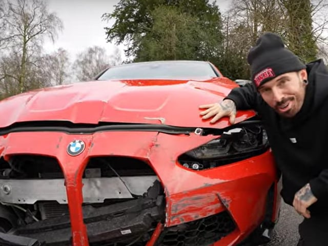 Mat with the BMW before he started work to repair it