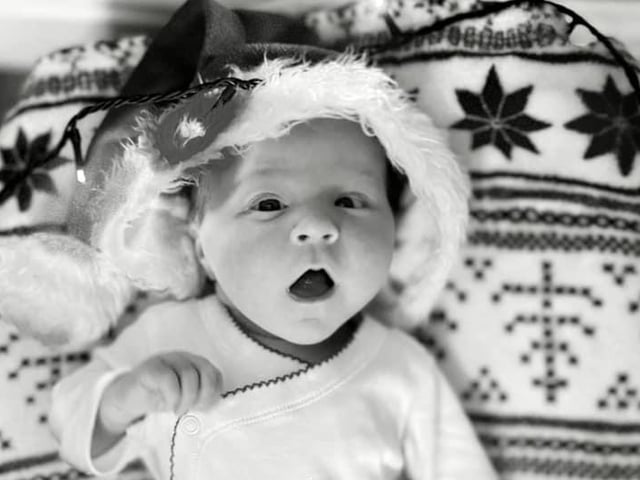 Everlyn-Marie, aged two weeks and two days.