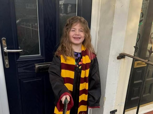 Lavinia, aged five, as Hermione Granger.