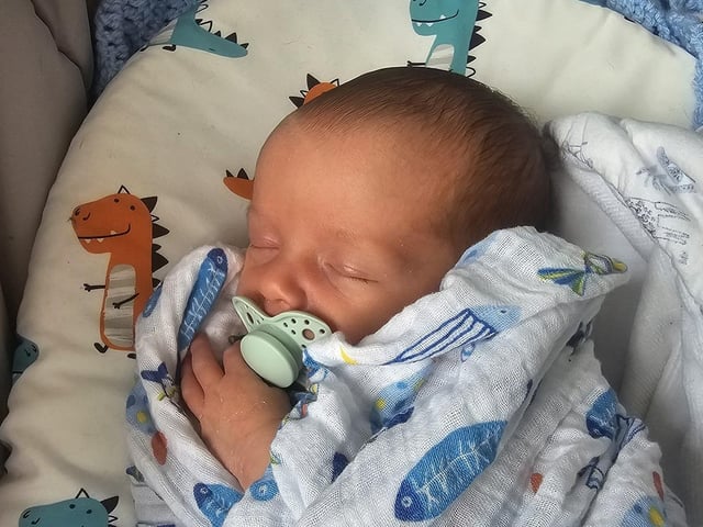 Teddy-James Bryson born at 3.12pm on July 8 at Northampton General Hospital, weighing 6lbs 11oz.