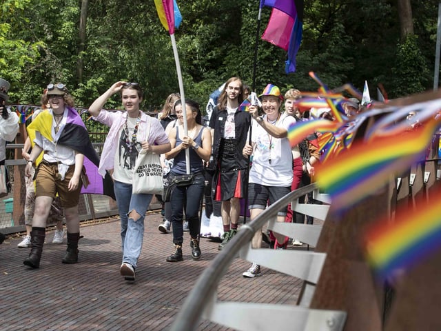 A parade made its way through the town centre before finishing at the university's Waterside campus as Northampton Pride took place on Saturday July 8, 2023.
