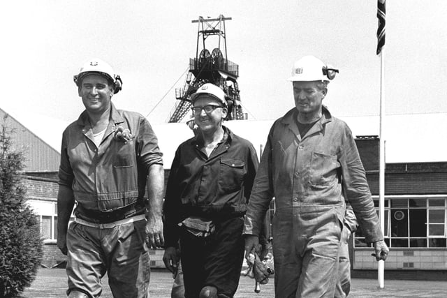 July 1989     
Energy minister Cecil Parkinson, right, pictured with officials at Thoresby Colliery after he had gone underground for the first time
