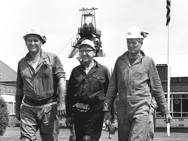 July 1989     
Energy minister Cecil Parkinson, right, pictured with officials at Thoresby Colliery after he had gone underground for the first time