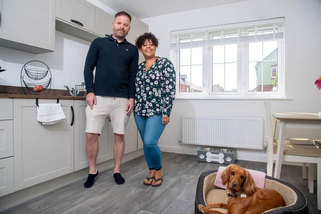 The couple love having plenty of space to host gatherings for family and friends in the kitchen dining room of their new home at The Wickets in Desborough.