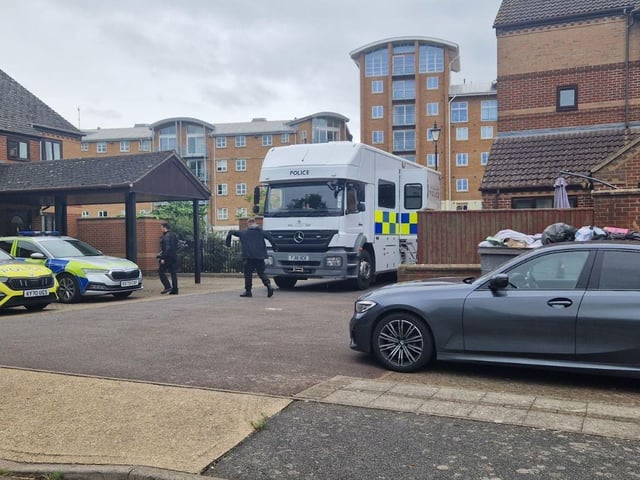 Pictures from day four of a murder probe by the River Nene near Beckets Park, where a man was found dead on a bench early Friday morning (August 1). Northamptonshire Police divers were searching the water on Monday morning (August 4) and are appealing for witnesses.