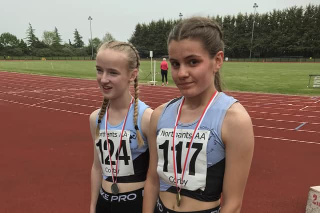 There was a first and second for under-15 sprinters Ella Darby (right) and Sophie Hancock
