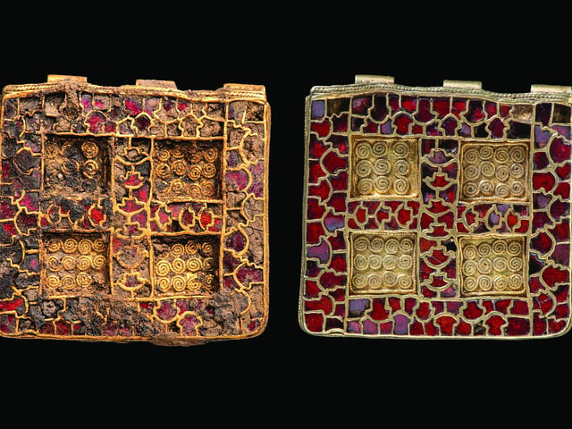 Central necklace pendant before and after cleaning