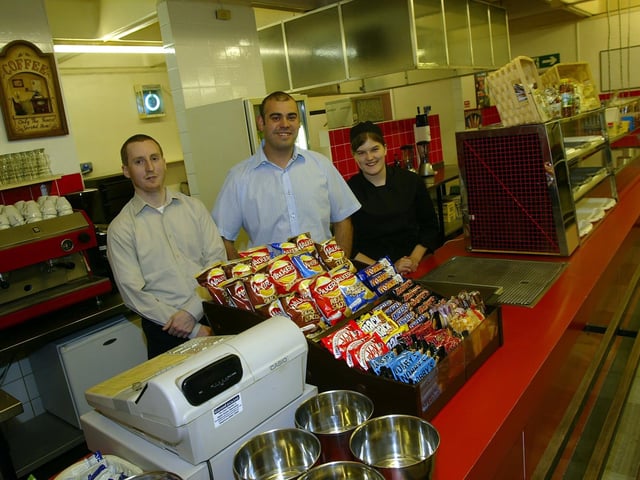 Robert Anzalone, Jacqueline Thomas and David Hawkins at the Greyfriars Bus Station Cafe in 2006
