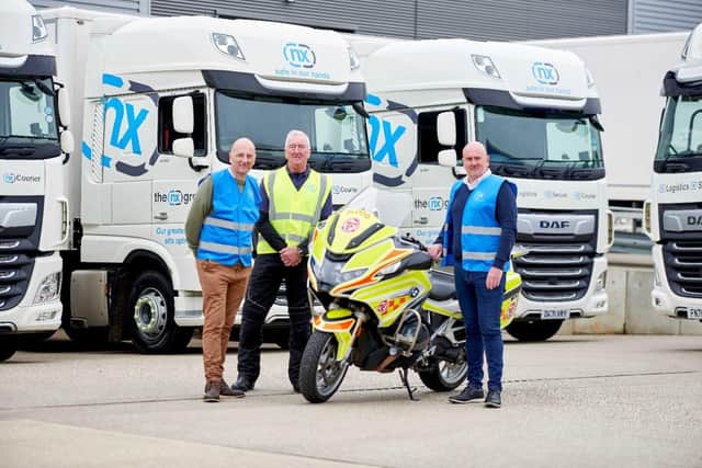 (L-R): Company Support - NX Finance Director Russell Powell, NX driver and WSBB volunteer Alan Knight and NX Managing Director, Neil Powell 