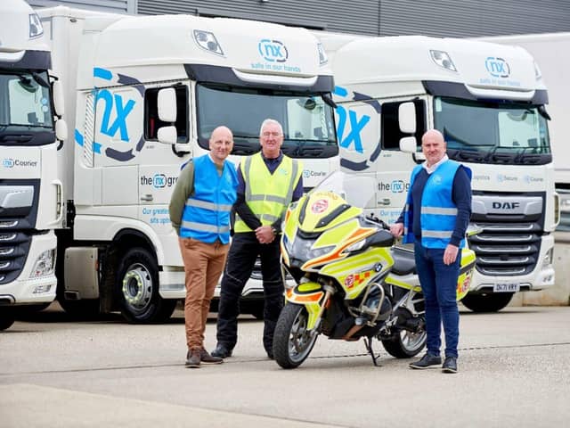 (L-R): Company Support - NX Finance Director Russell Powell, NX driver and WSBB volunteer Alan Knight and NX Managing Director, Neil Powell 