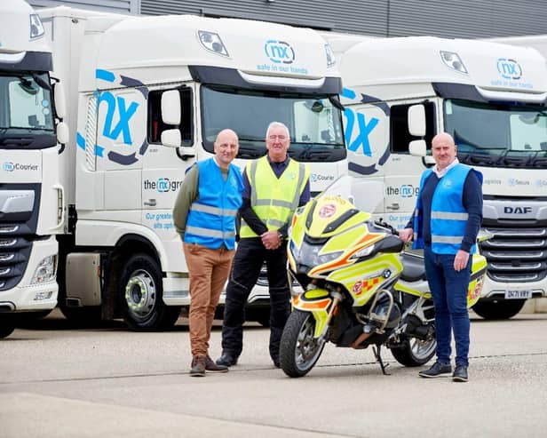 (L-R): Company Support - NX Finance Director Russell Powell, NX driver and WSBB volunteer Alan Knight and NX Managing Director, Neil Powell 
