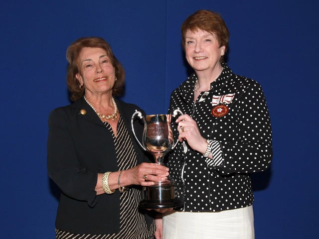 2013 - Northamptonshire Police Long Service awards ceremony takes place at their Headquarters, Wootton Hall, Northampton. Deirdre Newham Cup for Justice, Liz Davies, presented by Deirdre Newham
