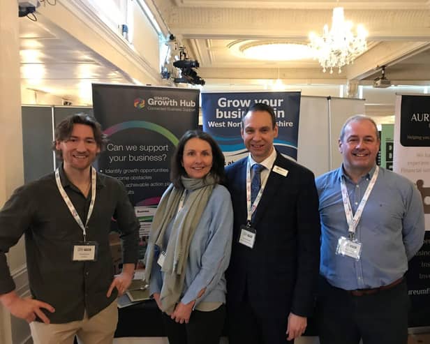 Councillor Dan Lister with staff at Northamptonshire Business Exhibition