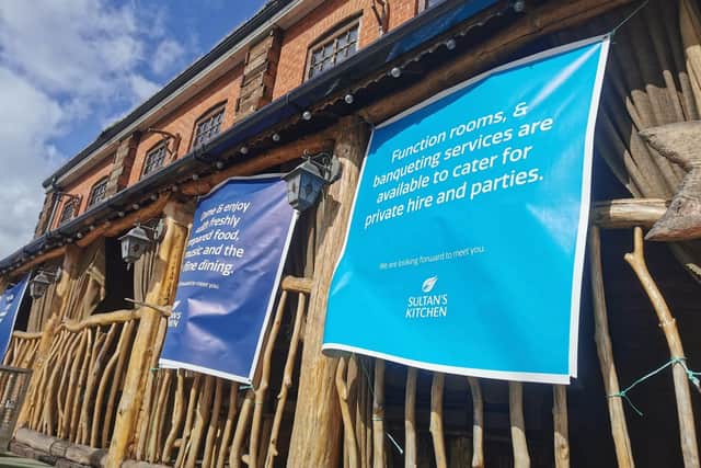 Signs have gone up advertising the new venue