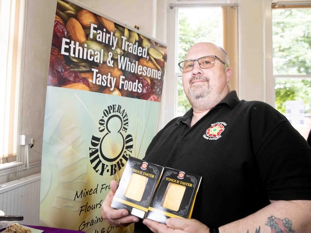 Steve Reid from the Northampton Cheese Company Limited, with his product Tongue Taster.