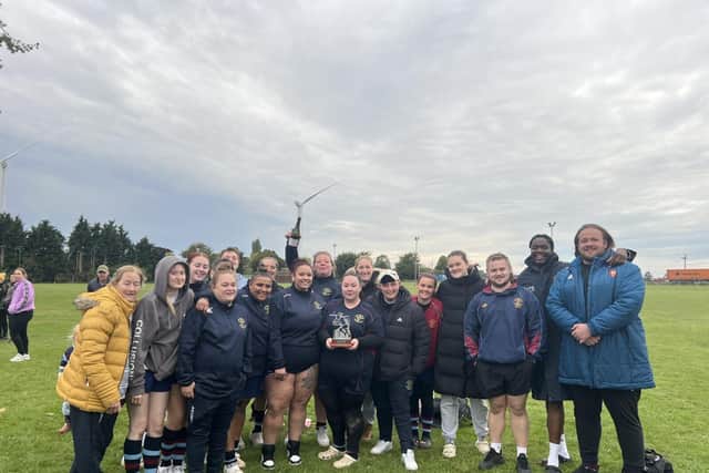 Northampton BBOB RFC Ladies with their plate.