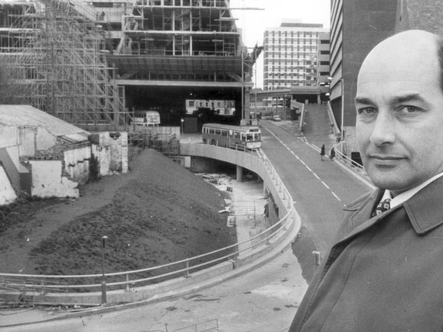 Greyfriars bus station being built 1970s, transport boss Christopher Mahoney