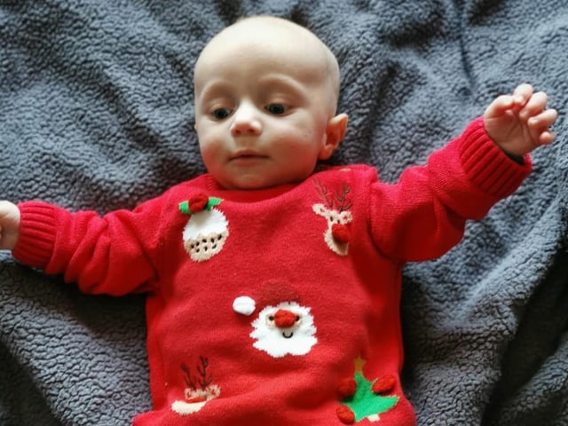 A festive jumper for Brooklyn on his first Christmas.