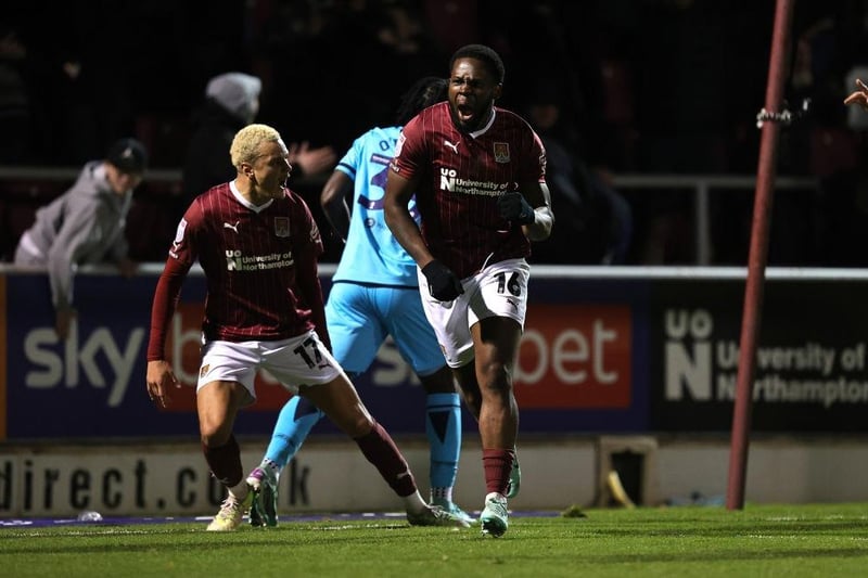 What a moment for him. What a time to score your first league goal. And the free-kick that led to it can be traced all the way back to his willingness to chase down a lost cause and win an attacking throw-in. Hopefully that's lift-off for his Cobblers career and he can go on a run... 7.5