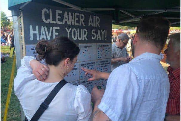 Local people take part in Clean Air Northampton's poll at the Town Carnival