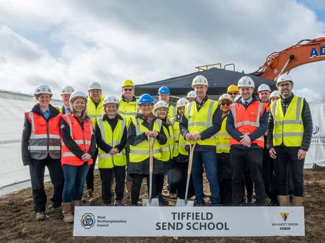 The first spade was put into the ground at Tiffield Academy last week