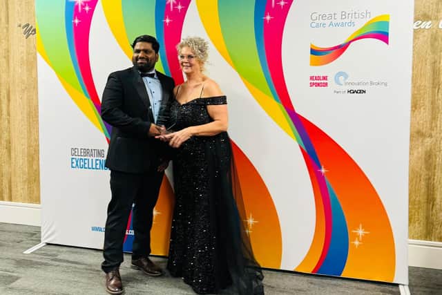 Rahees with Joy from Wellbeing Care at the Great British Care Awards.