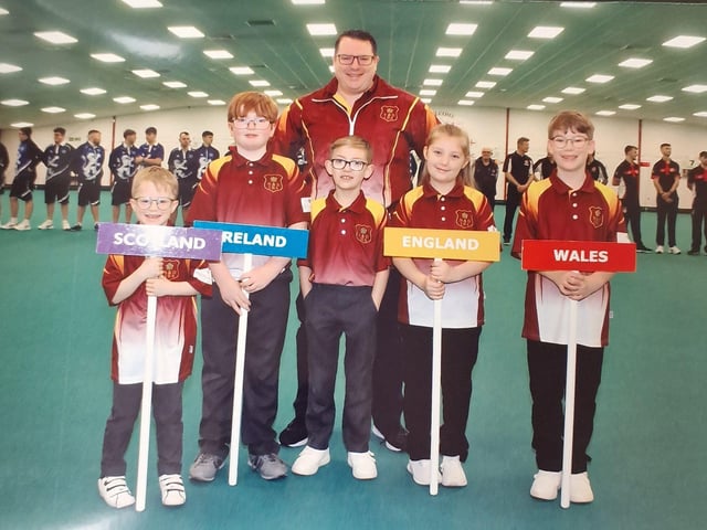 Club Chairman Richard Lemon along with Club Mascots, Harry, Joseph B, Hugh, Emily and Joseph.