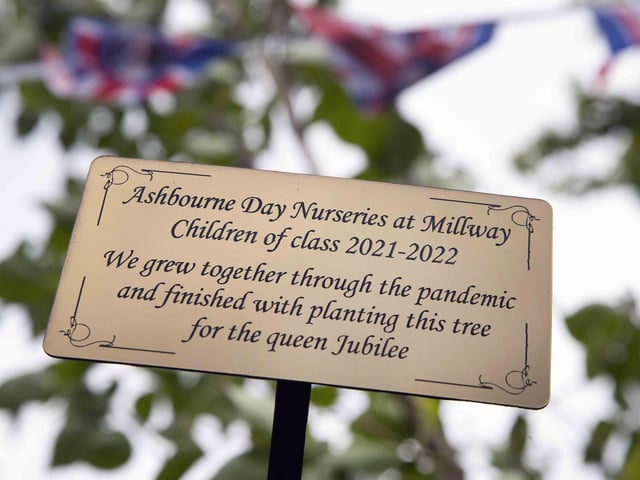 Children, parents and staff enjoyed an afternoon tea as a tree was planted to mark the Queen's 70-year reign.