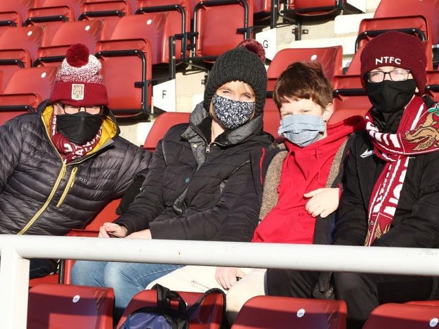 Northampton Town fans return to watch their team during the Sky Bet League One match between Northampton Town and Lincoln City at PTS Academy Stadium on December 19, 2020.