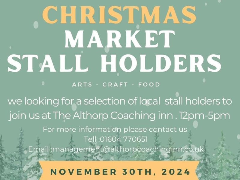 The Great Brington pub will host its annual Christmas Market on Saturday November 30 between midday and 5pm. The pub is currently looking for stallholders.