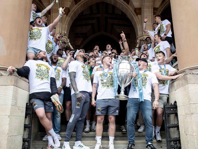 Saints players, coaches and staff celebrated with fans in Northampton town centre on Sunday (June 9) after winning the Gallagher Premiership title at Twickenham on Saturday (June 8).