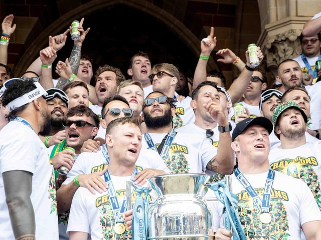 Saints players, coaches and staff celebrated with fans in Northampton town centre on Sunday (June 9) after winning the Gallagher Premiership title at Twickenham on Saturday (June 8).