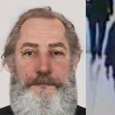 Left: Living depiction of the unnamed man (credit: Hew Morrison Forensic Art) and right: CCTV of the man before he died.