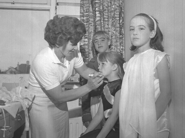 1967 - children at Kingsthorpe School in make-up for Listen the the Wind