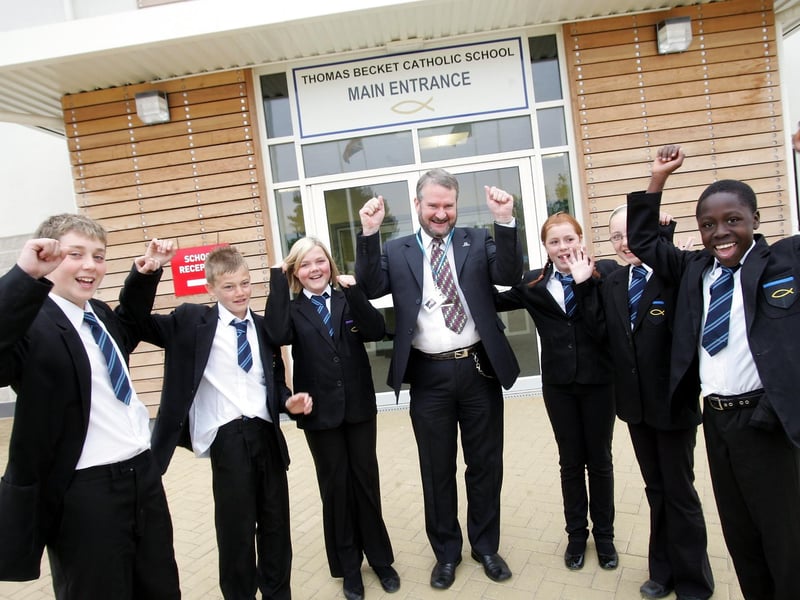Thomas Becket School. Juffkins, Kiera Siaven, Akin Orekoya, and headteacher Tom Percy