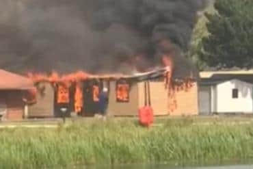 A fire took hold of a unit at Billing Aquadrome.