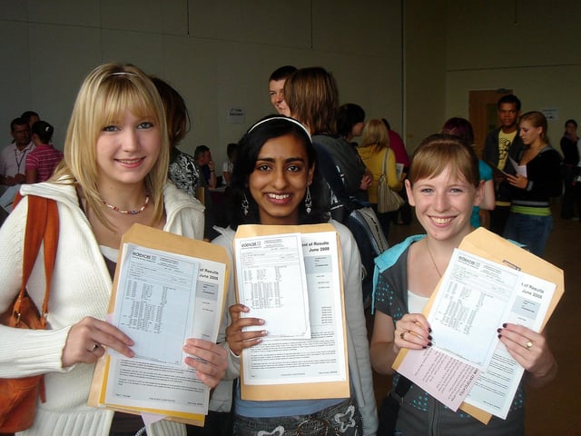 2008 - GCSE results, Northampton Academy. Pictured: Emily Caton, Dixy Shah and Amy-Beth James.