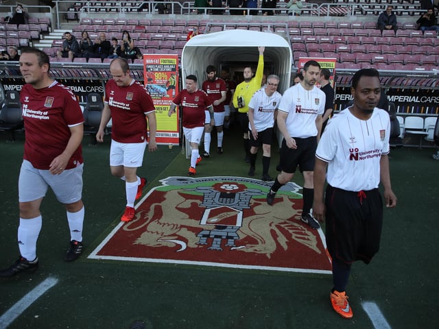 Thirty men from around the UK on the MAN V FAT Football programme were coached by Ian Holloway and George Elokobi for the evening at Northampton Town’s Sixfields Stadium on Tuesday, May 24 2022.