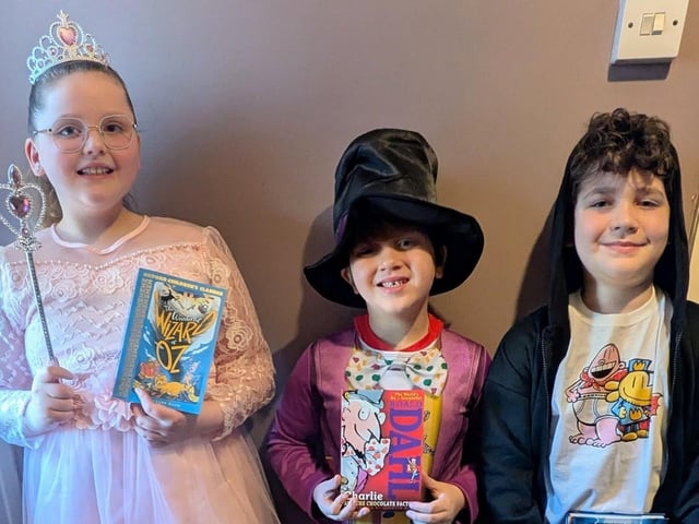 Luna, aged eight, as Glinda the good witch, Newton, aged six, as Willy Wonka and Odin, aged nine, as Dave Pilker (the author of Dog Man and Captain Underpants).