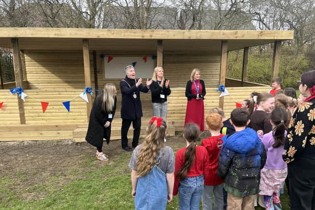 The outdoor classroom is officially opened by the Mayor of Northampton Cllr Paul Joyce