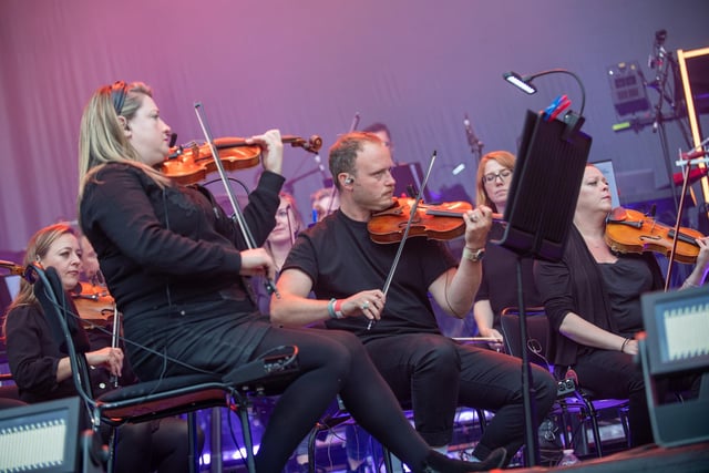 Members of The Symphony Orchestra, conducted by Jules Buckley, at Franklin's Gardens, Northampton, June 24, 2022. Photo by David Jackson.