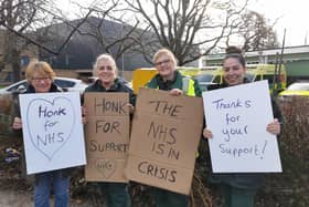 Around 15 EMAS paramedics were out on strike today (Wednesday) calling for better pay and conditions