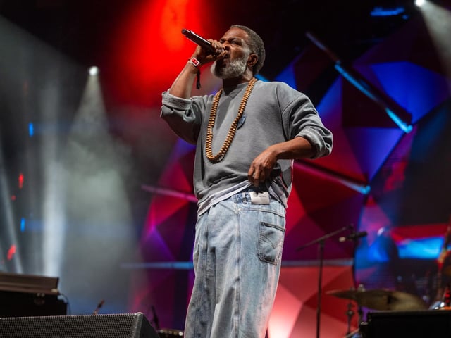 Digable Planets on stage at the Shambala Festival on Saturday, August 23, 2025. Photo by David Jackson.